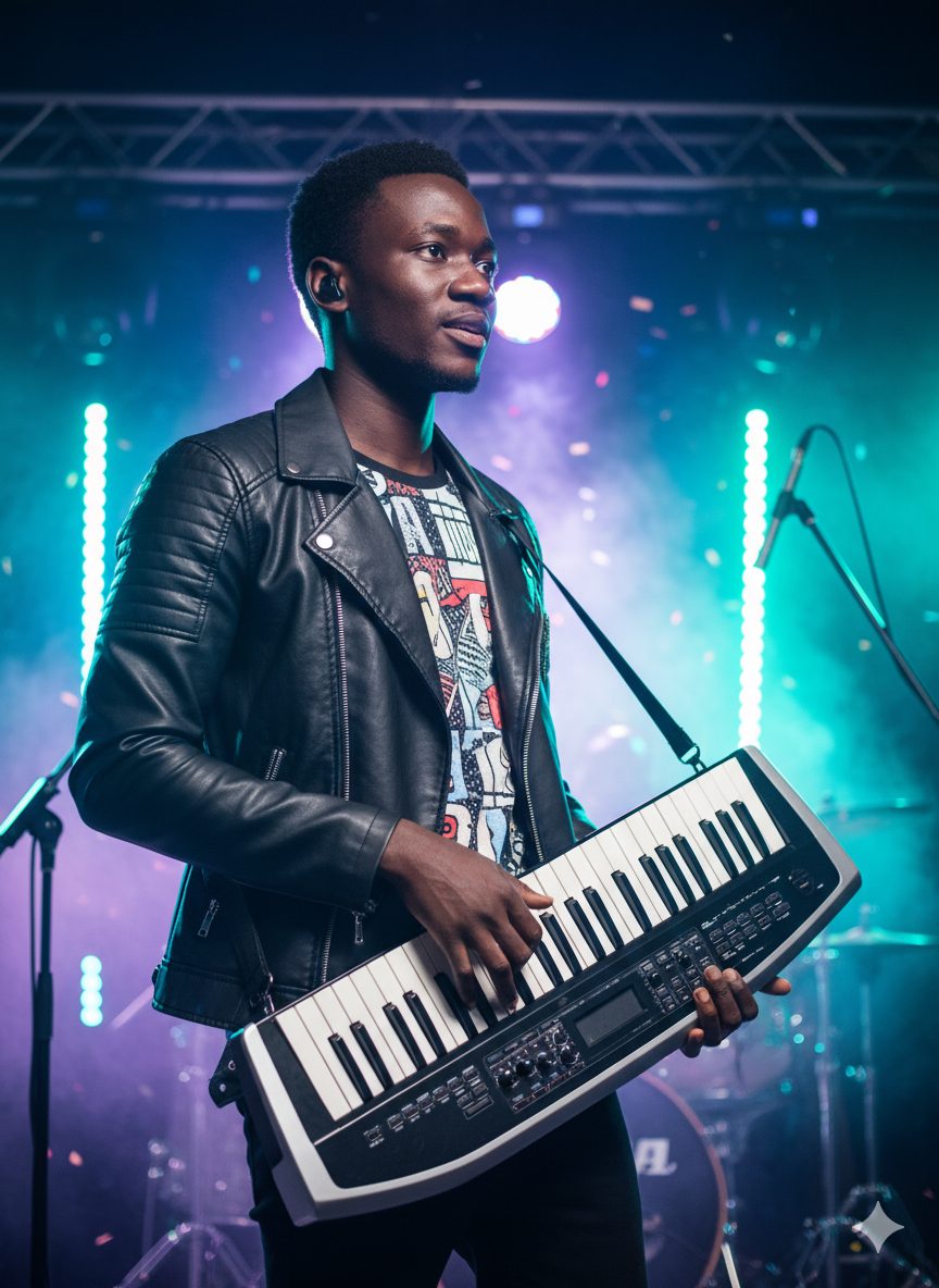 IBM performing live on stage with a keytar